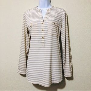 CALVIN KLEIN Stripped Button Blouse